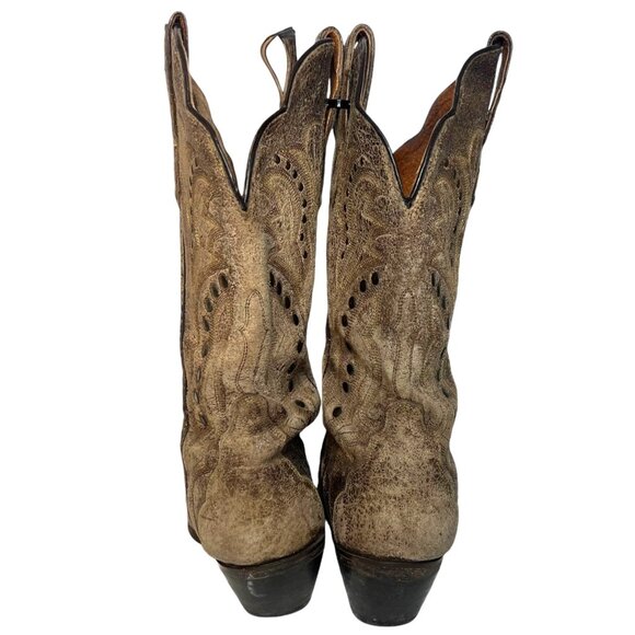 DAN POST Embellished Charisma Studded Leather Cowboy Boots 8 Snip Toe Boho Heel - Picture 6 of 7